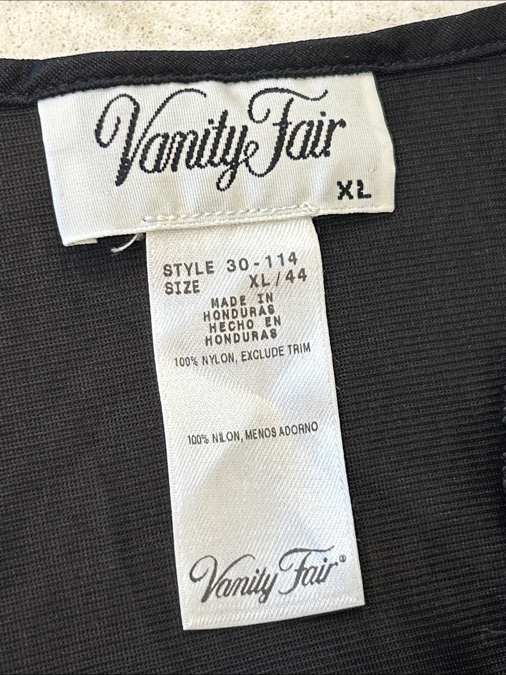 Vanity Fair Lace Trim V-Neck Intimates Sheer Nylon Slip Black XL - Picture 3 of 13